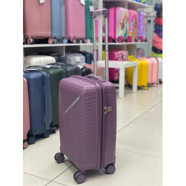 Чемодан 20 дюймов фиолетовый с расширением из полипропилена (ручная кладь)