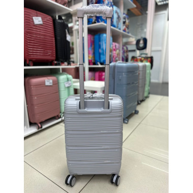 Чемодан 20 дюймов Milona светло-серый с расширением из полипропилена (ручная кладь)