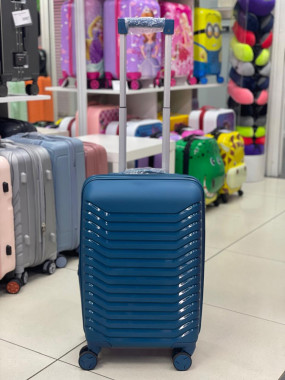 Чемодан 20 дюймов Peter синий с расширением из полипропилена (ручная кладь)
