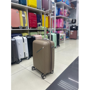 Чемодан 20 дюймов Sonara бежевый с расширением из полипропилена (ручная кладь)