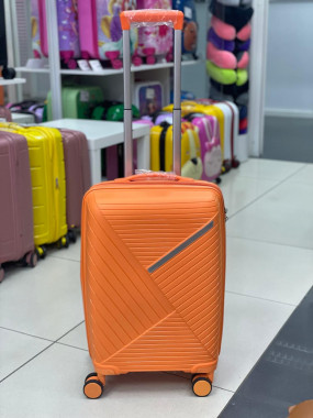 Чемодан 20 дюймов Sonara оранжевый с расширением из полипропилена (ручная кладь)