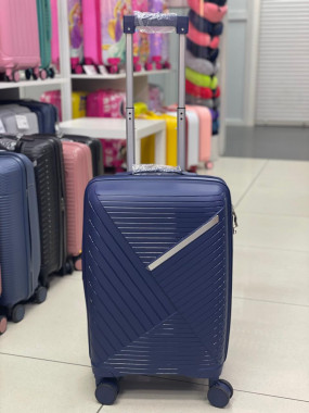 Чемодан 20 дюймов Sonara синий с расширением из полипропилена (ручная кладь)
