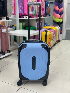 Чемодан 20 дюймов W.zckiss Oval голубой с расширением из полипропилена (ручная кладь)