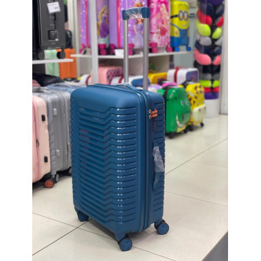 Чемодан 24 дюйма Peter синий с расширением из полипропилена