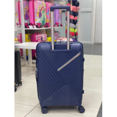 Чемодан 24 дюйма Sonara синий с расширением из полипропилена